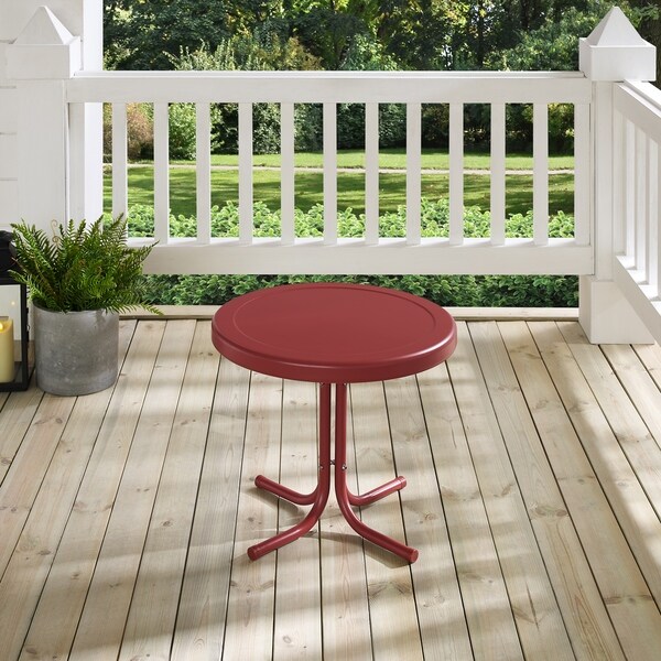 Crosley Griffith Outdoor Metal Side Table in Red