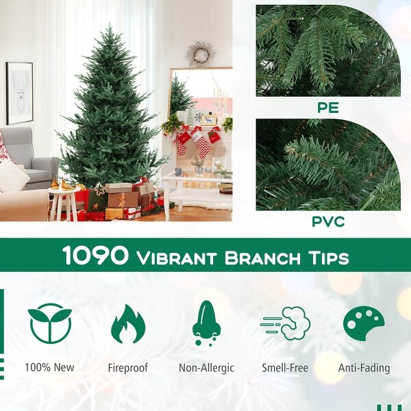 Costway 6/7/8 FT Artificial Xmas Tree with 778 PVC PE Branch Tips 240