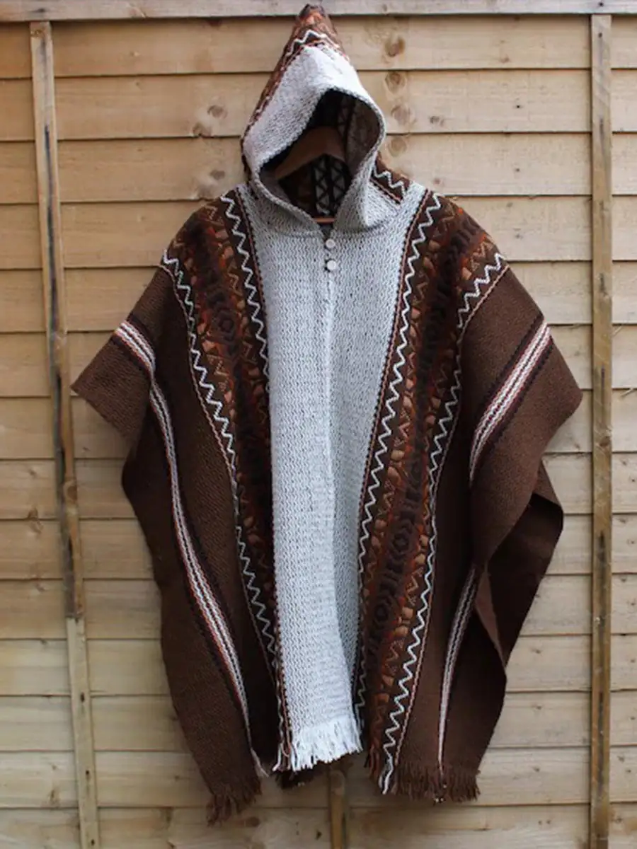 Men's Ethnic Print Hooded Cloak