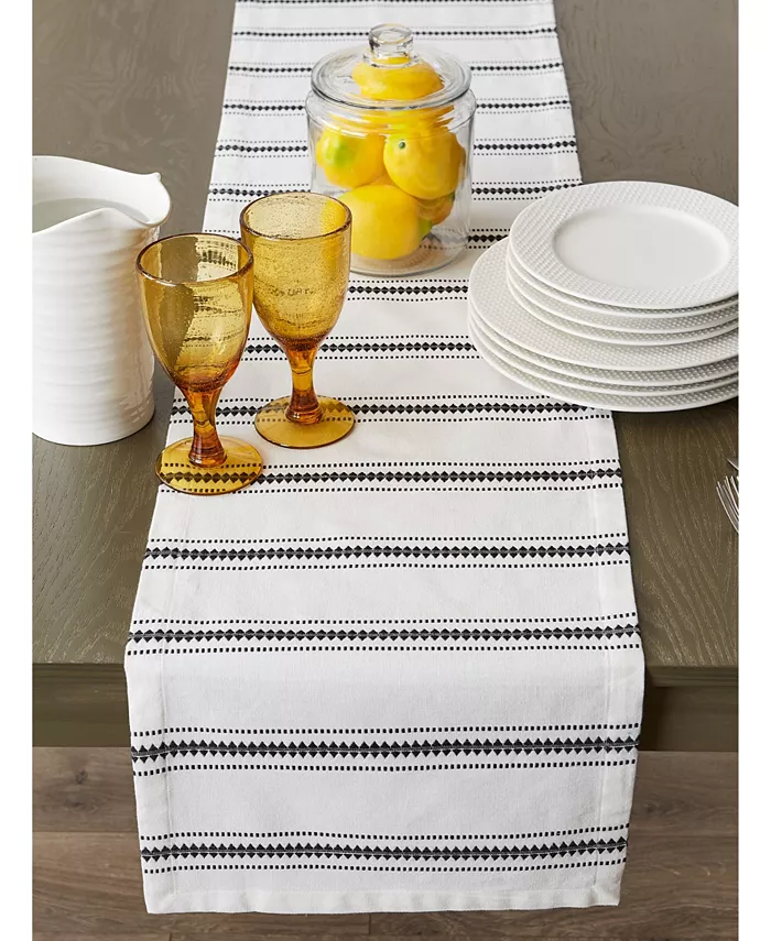 Design Imports Zig Dobby Stripe Table Runner