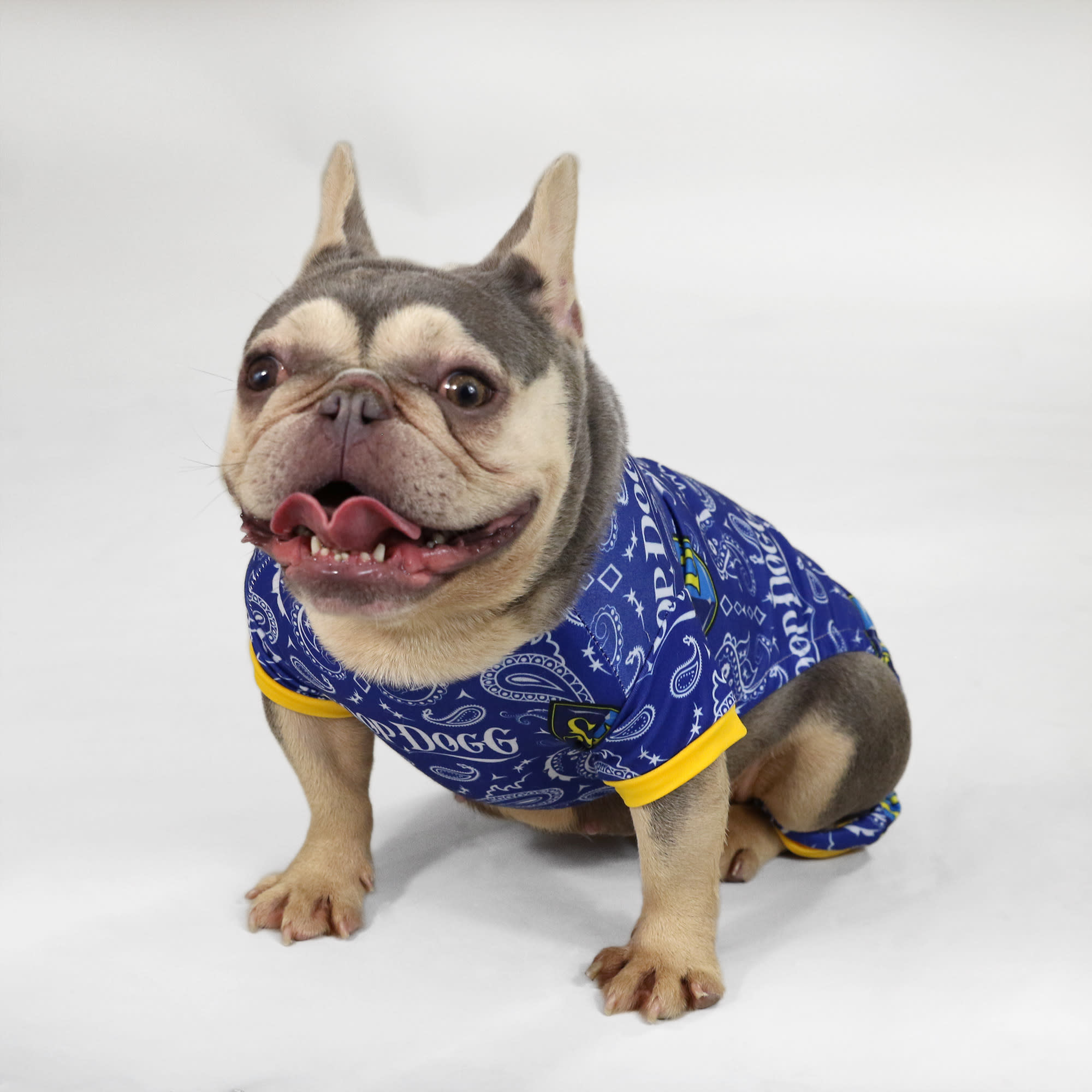 Snoop Doggie Doggs Blue Halftime Deluxe Pet Pajamas， X-Small