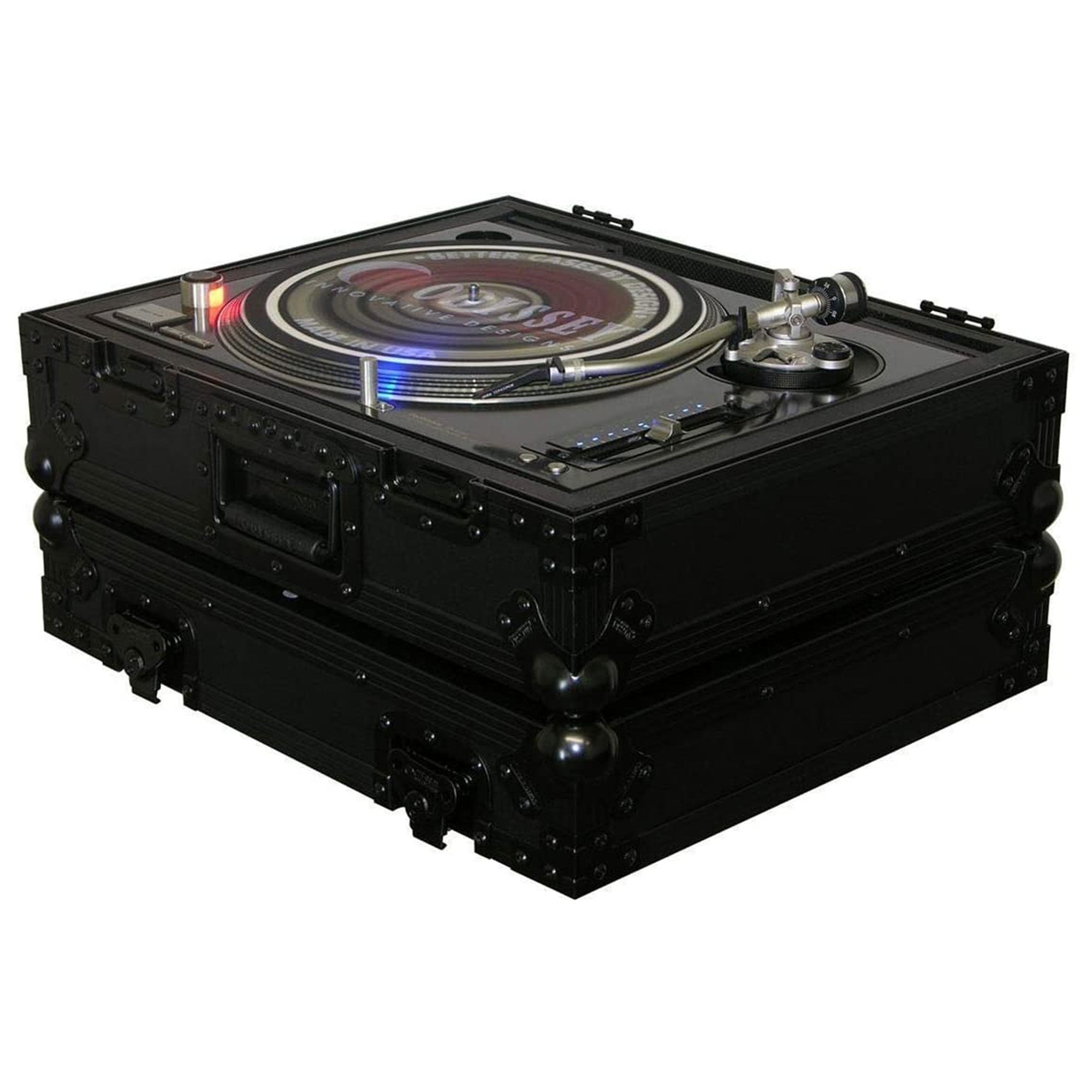 2 Odyssey FZ1200BL Technics 1200 Style Turntable Cases for Numark/Stanton Mixers