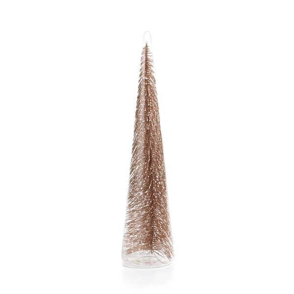 15.5 Tall Clear Glass Christmas Tree，XLarge Tabletop Decoration，Champagne Glitter (Set of 2)