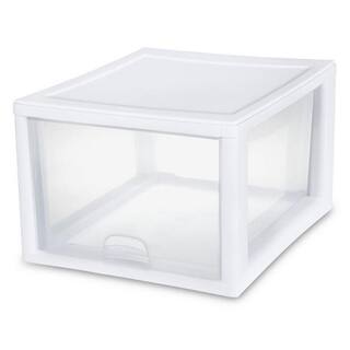 Sterilite 27-Qt. Plastic Storage Bin with One Drawer in Clear and White (8-Pack) 8 x 23108004