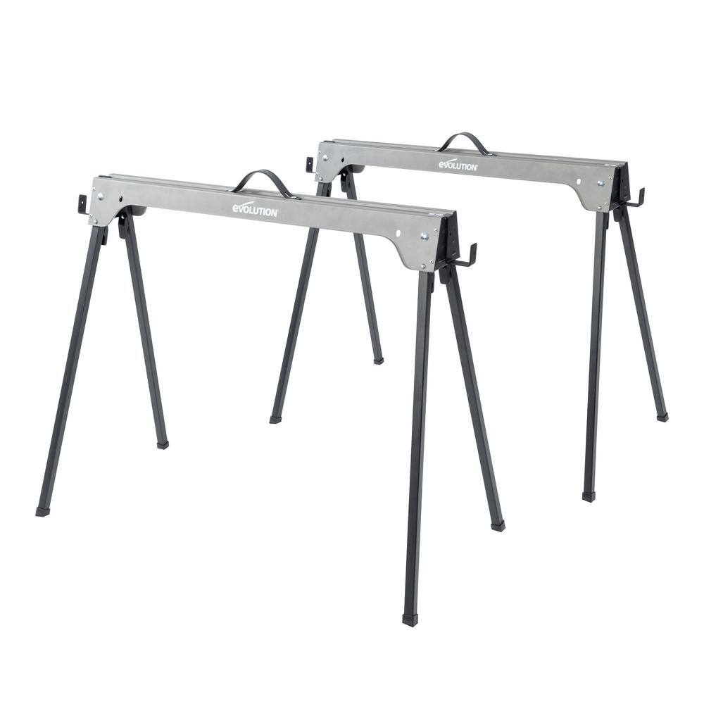 Evolution Power Tools 29 in. H Metal Folding Sawhorse with 1100 lbs. Load Capacity Per Horse (2-Pack) EVOSH1