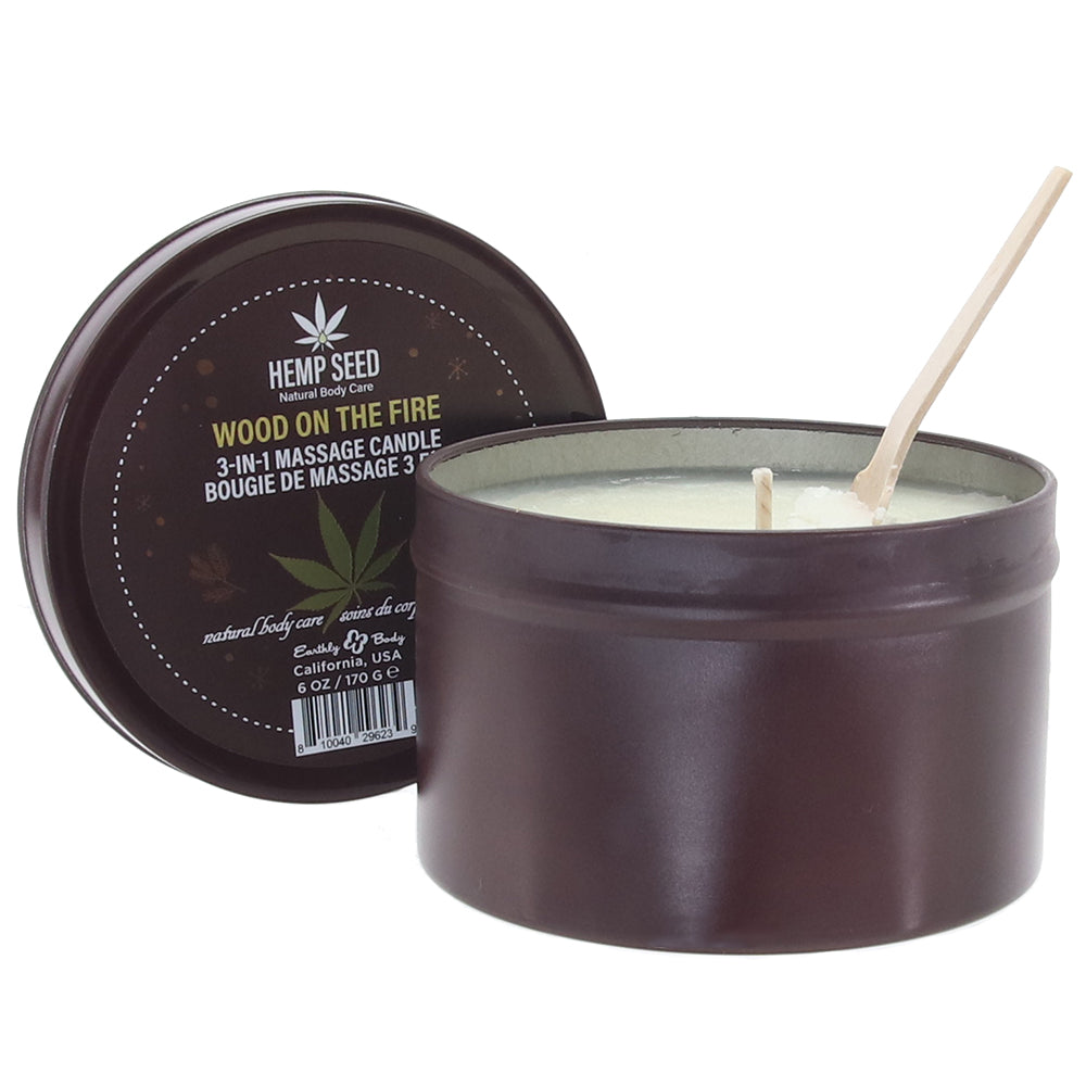 3-in-1 Holiday Massage Candle 6oz in Wood On The Fire