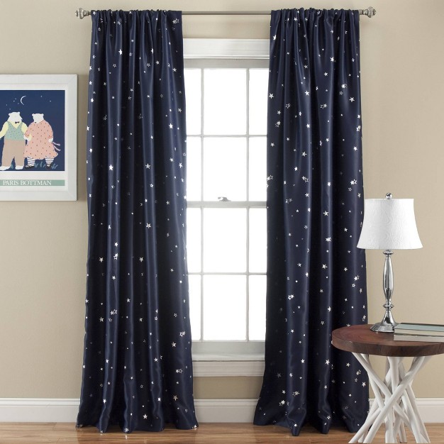 Room Darkening Star Curtain Panels Navy Lush D cor