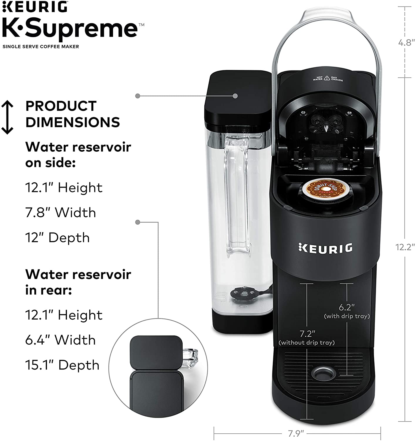 Keurig K-Supreme Coffee Maker， Single Serve K-Cup Pod Coffee Brewer， With MultiStream Technology， 66 Oz Dual-Position Reservoir， and Customizable Settings， Black