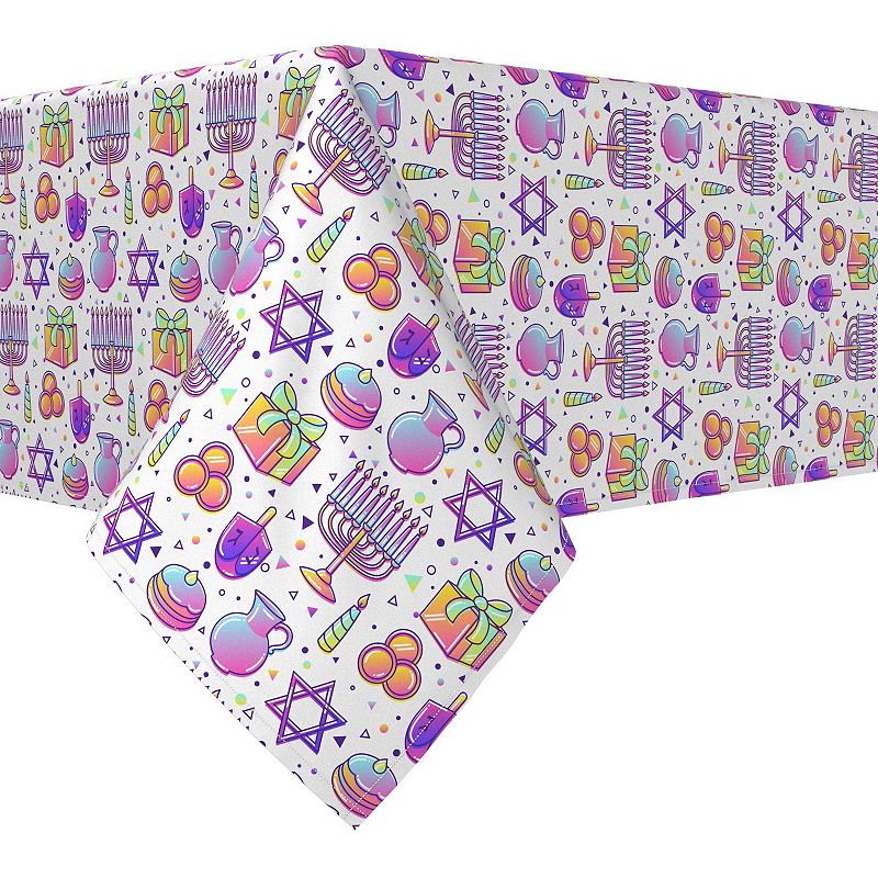 Square Tablecloth， 100% Polyester， 60x60， Purple Tint Hanukkah