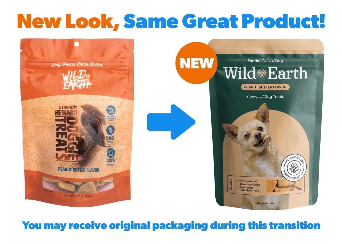 Wild Earth Good Protein Dog Snacks with Koji Peanut Butter Flavor Crunchy Dog Treats， 5-oz bag