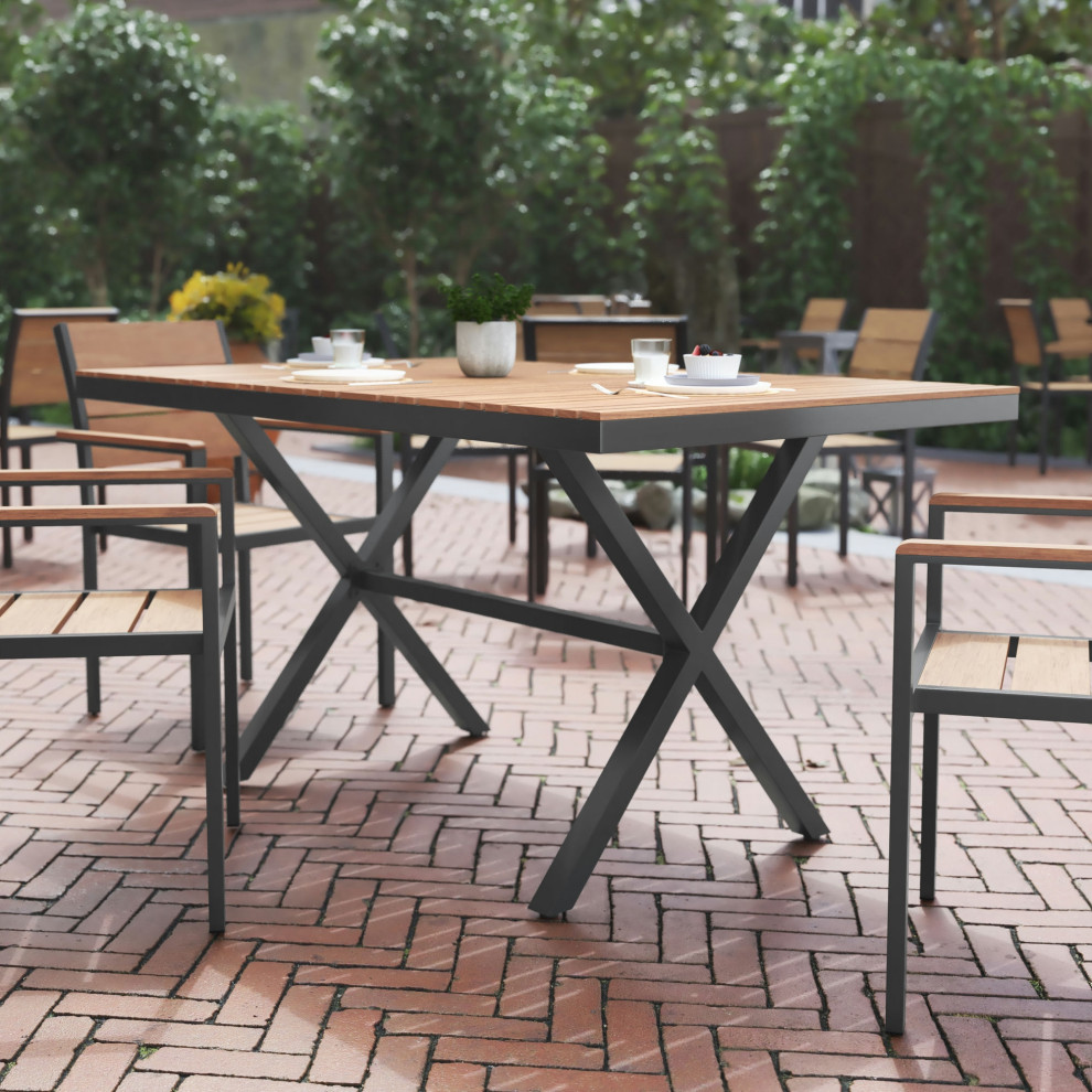 NAT/Gray X Frame Patio Table   Transitional   Outdoor Dining Tables   by Pot Racks Plus  Houzz