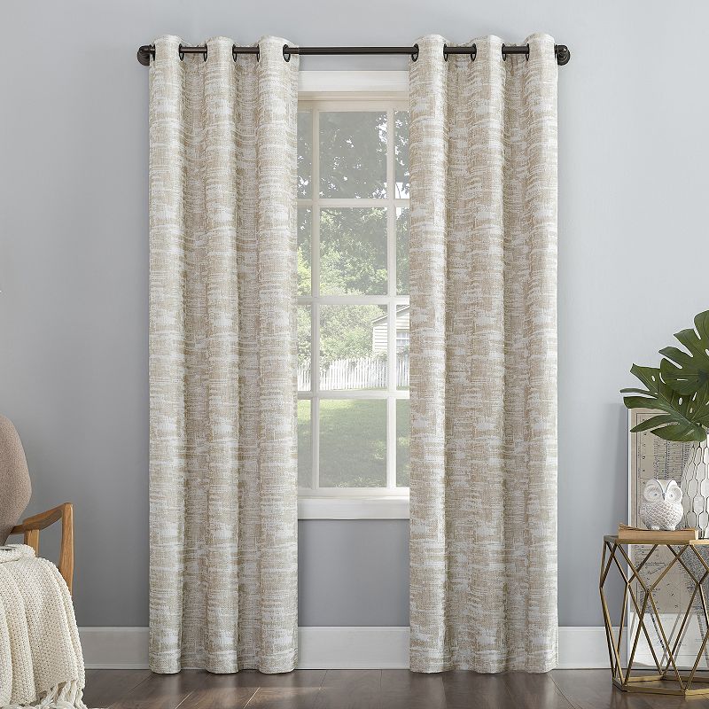 Sun Zero Parrish 100% Blackout Thermal Distressed Grid Grommet Window Curtain