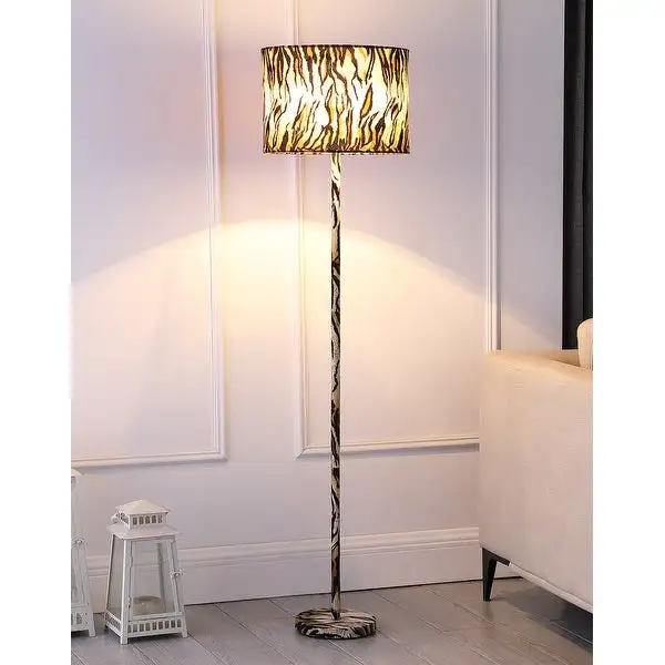 59 In. Faux Suede Tiger Print Floor Lamp