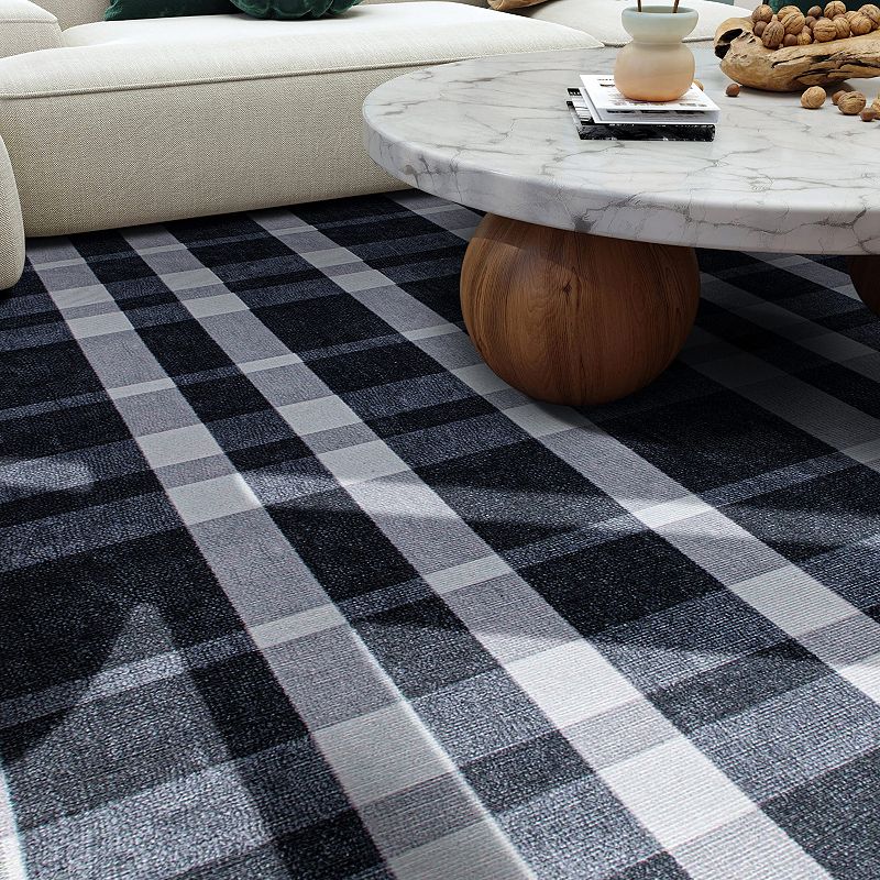 World Rug Gallery Modern Plaid Machine Washable Area Rug