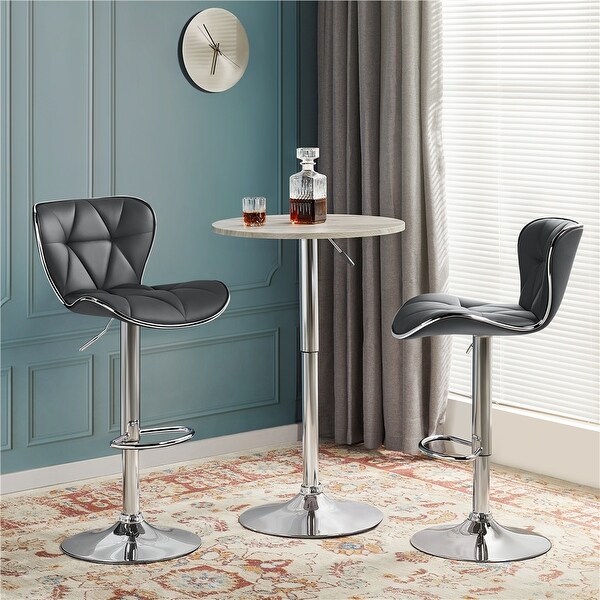 Yaheetech 2pcs Adjustable Chair Bar PU Leather Swivel Bar Stools