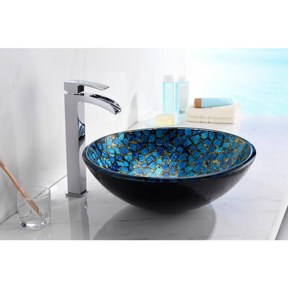 ANZZI Chipasi Vessel Sink in BlueGold Mosaic LS-AZ8210