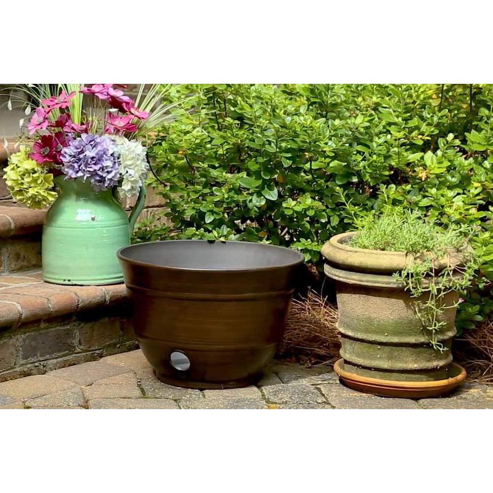 LIBERTY GARDEN Banded High Density Resin Hose Holder Pot with Drainage LBG-1924