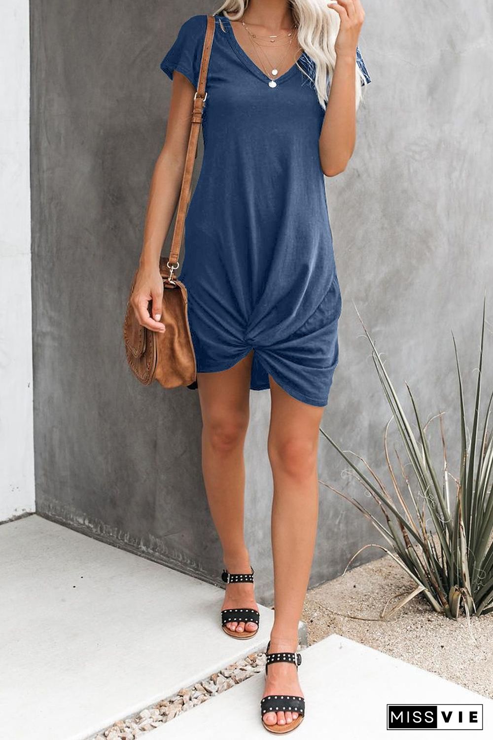 Blue Clear Skies Jersey Twist T-Shirt Dress