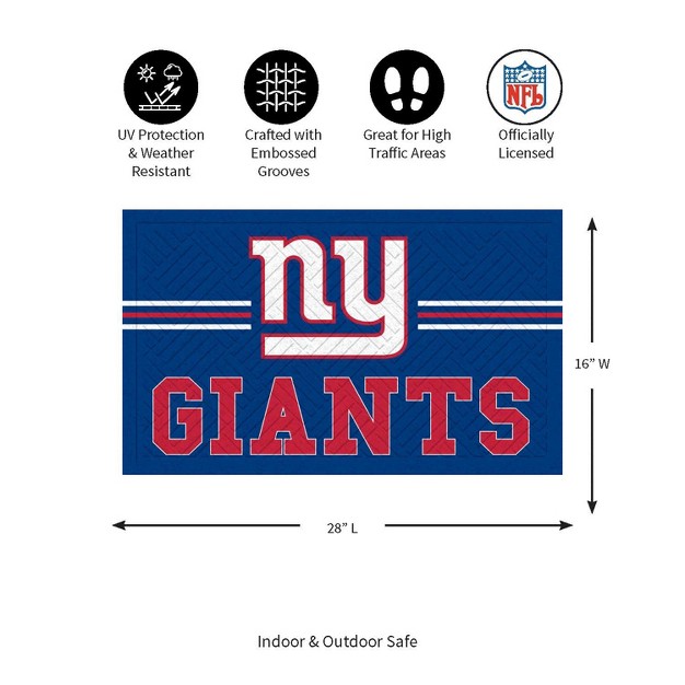 Evergreen Nfl New York Giants Embossed Mat Cross Hatch Indoor And Outdoor Doormat