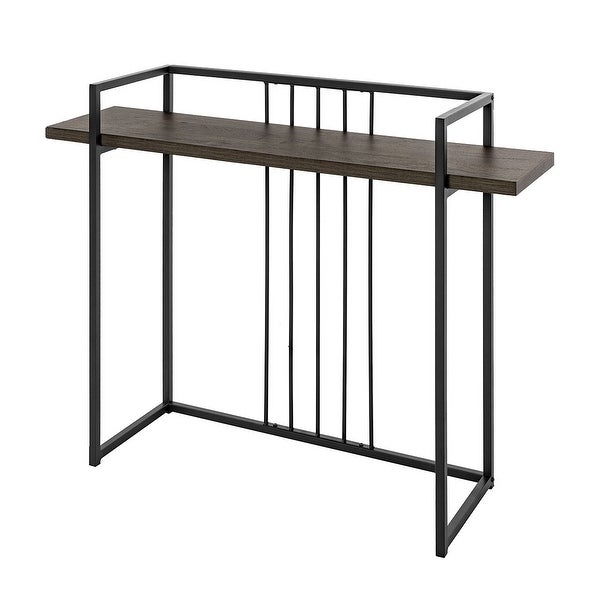 Homy Casa Industrial Wooden Console Table with Shelf