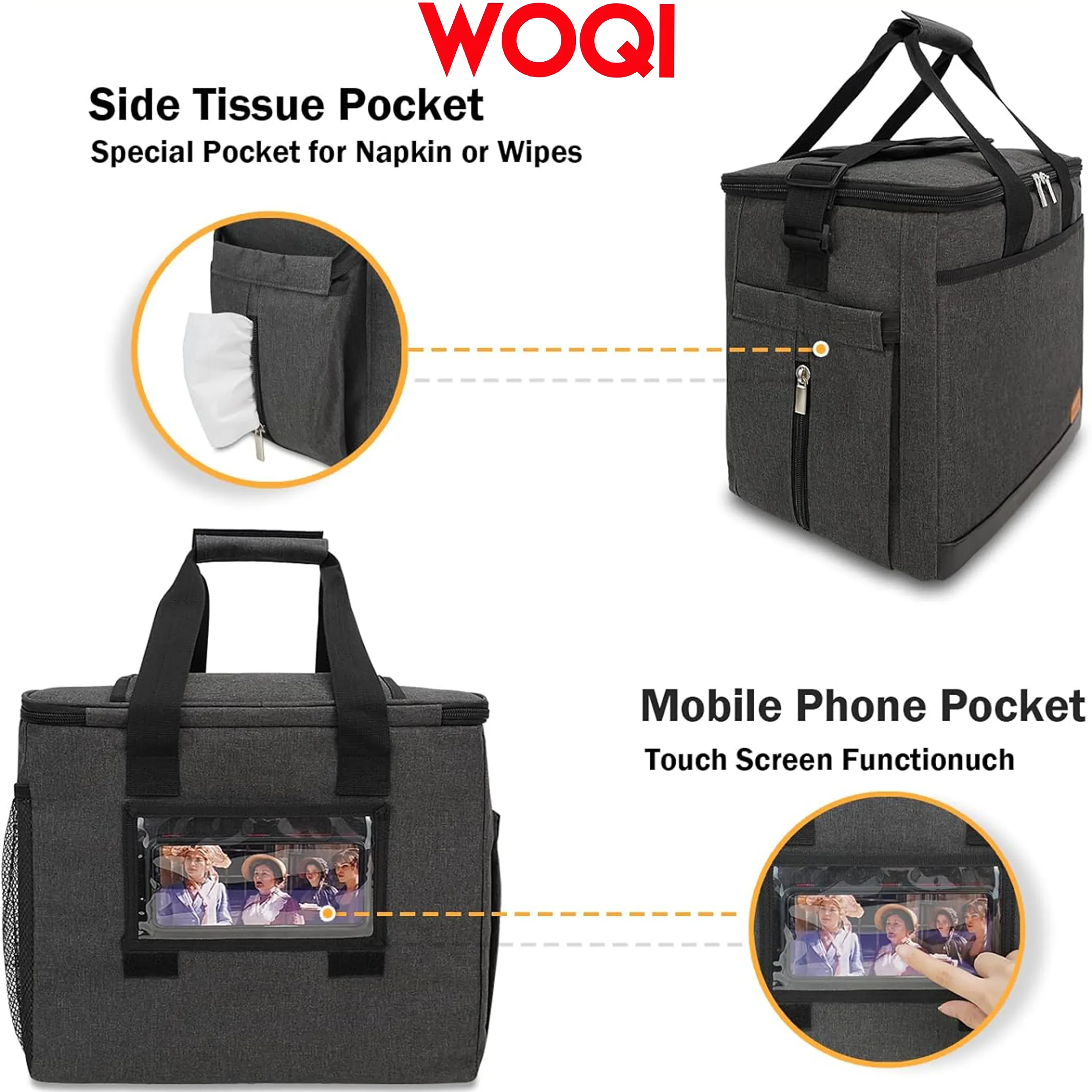 WOQI foldable soft cooling bag  insulated lunch bag  beach cooler  freezer  large camping cooler. Portable travel cooler