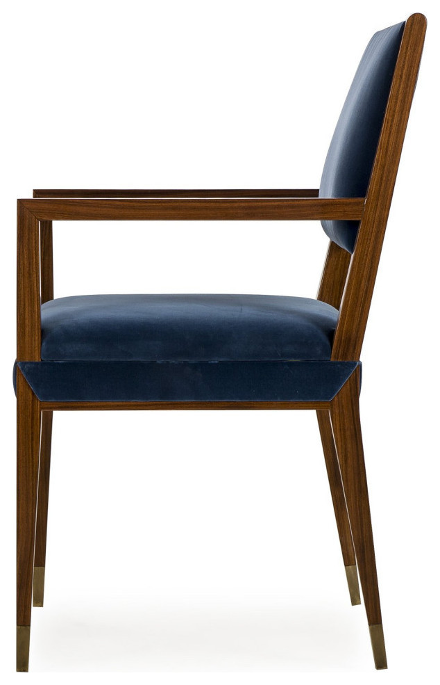 Roman Dining Arm Chair Vana Blue Velvet/Rosewood   Beach Style   Dining Chairs   by Rustic Home Furniture Deco  Houzz