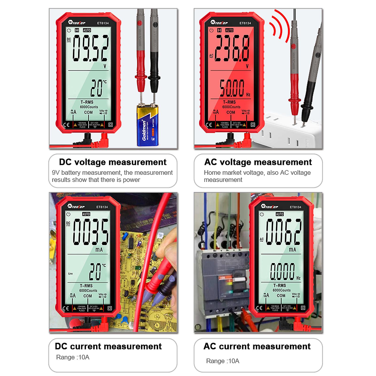 Digital Smart Multimeter Ncv Tester Dc/ac Voltage Current Measurement Capacitance Resistance Measuring Meter