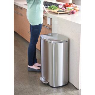 iTouchless 13 Gal. and 1.32 Gallon SoftStep Stainless Steel Step Trash Can Combo Set for Kitchen and Bathroom Removable Bucket CPC1305SS