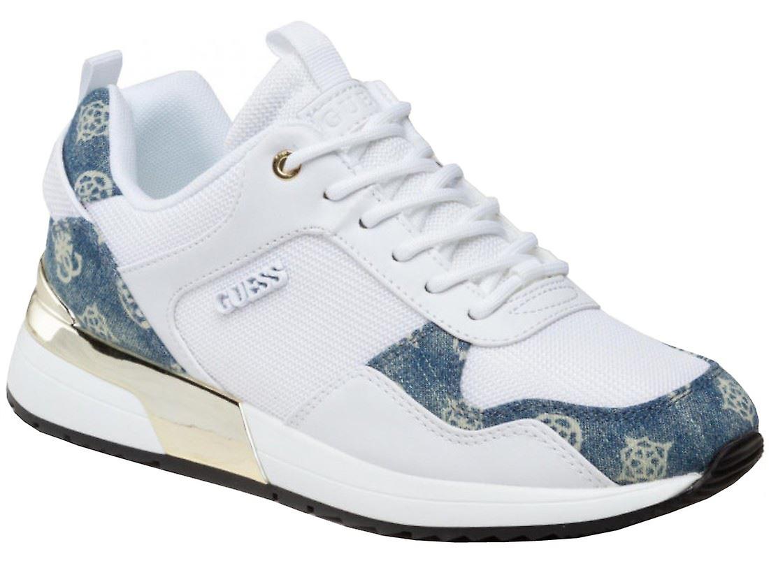 Guess Metz White Denim Womens Leather Trainers