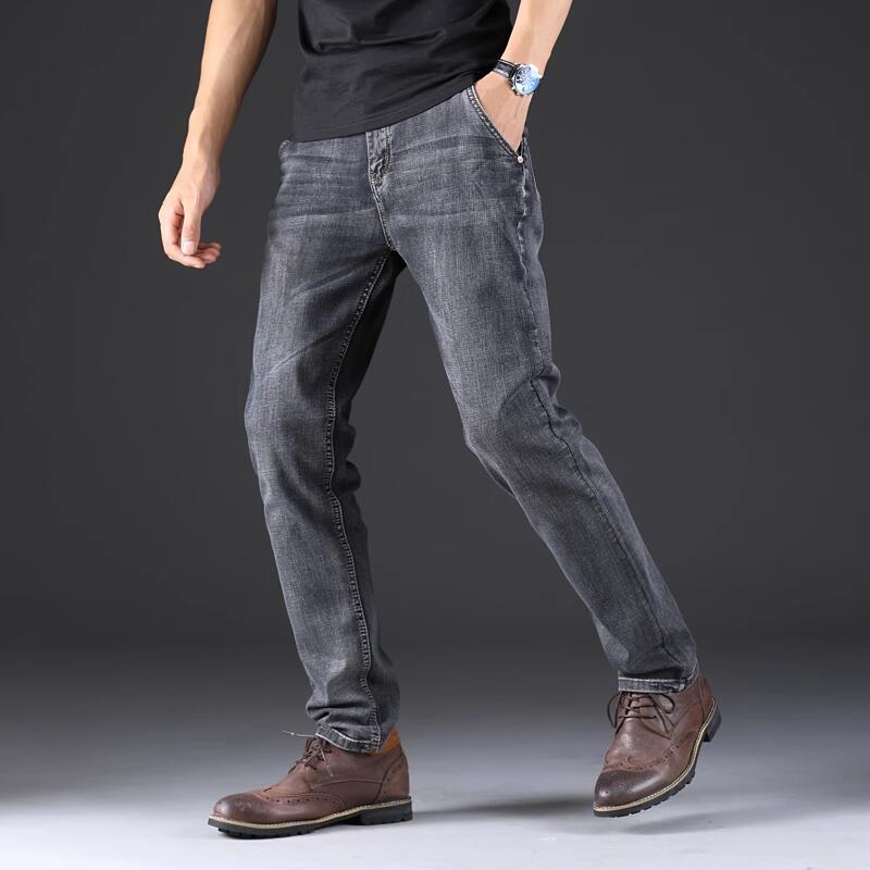 Homme Men Slant Pocket Straight Leg Jeans