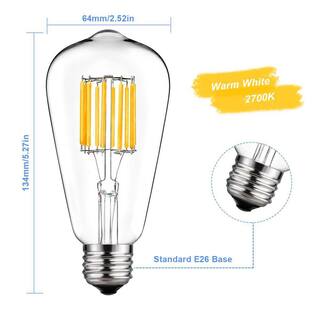 YANSUN 100-Watt Equivalent ST64 Edison LED Light Bulb in Warm White 2700K (4-Pack) H-FB02104W7E26GK-4