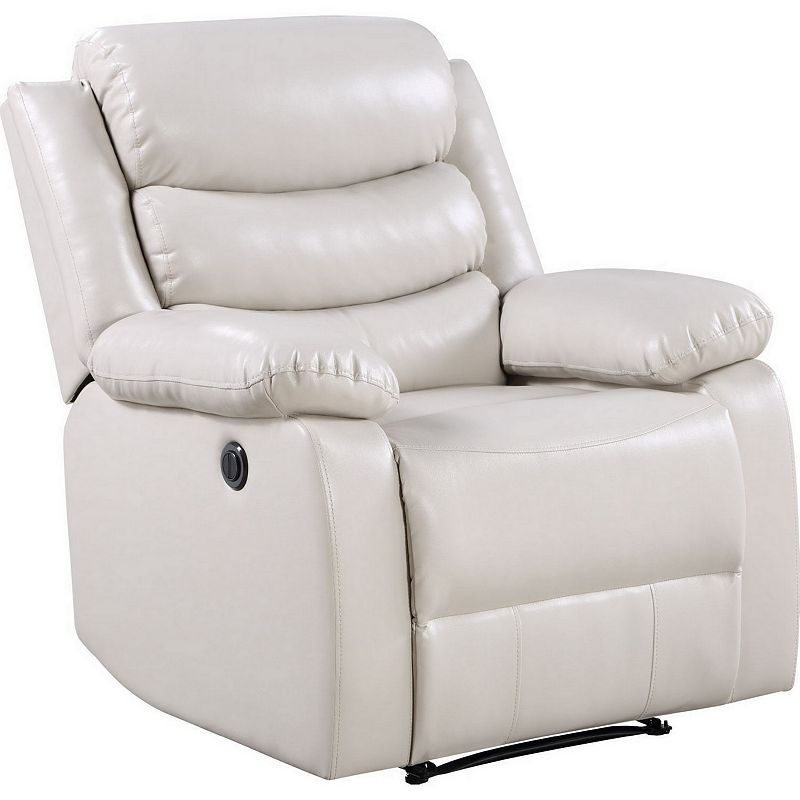 Power Recliner Chair with Split Back and Pillow Top， Cream