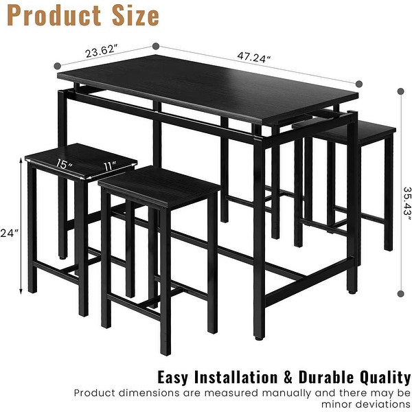 4 - Person Counter Height Dining Set with Wooden Panel and Metal Frame