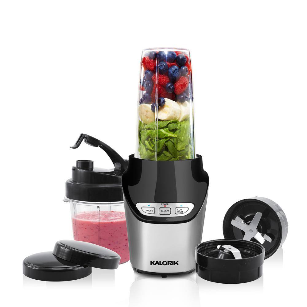 KALORIK 34 oz. 3-Speed Black and Silver Nutrition Blender 8-Piece Set NBL 43216 BK