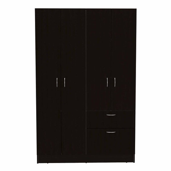 TUHOME Vaupes Armoire with 2 Double Door Cabinets， Drawer， 5 Interior Shelves， Rod， and Pull Down Cabinet - - 33863934