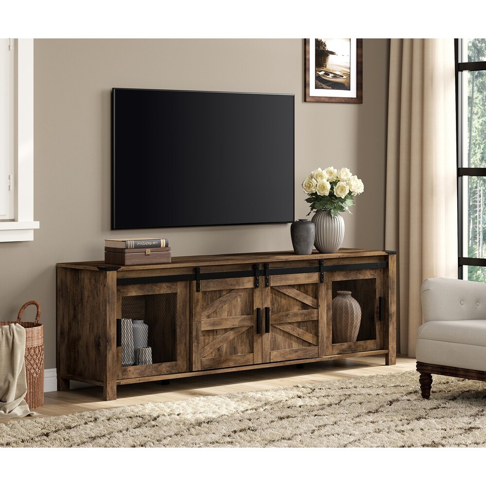 Sliding Barn Door TV Stand Cabinet  Entertainment Center for 75\