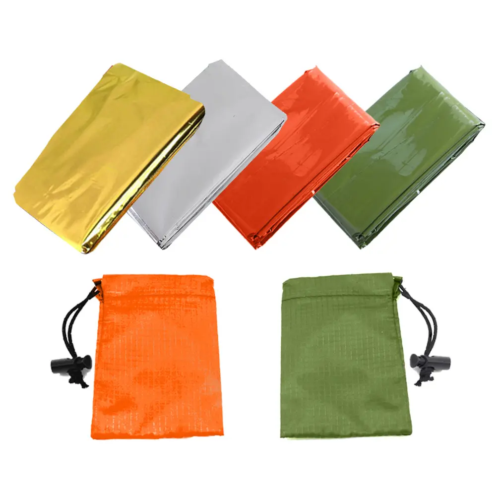 Hot Selling Emergency Blanket Outdoor Survival Rescue Kit Windproof Waterproof Foil Thermal Blanket for Camping Hiking