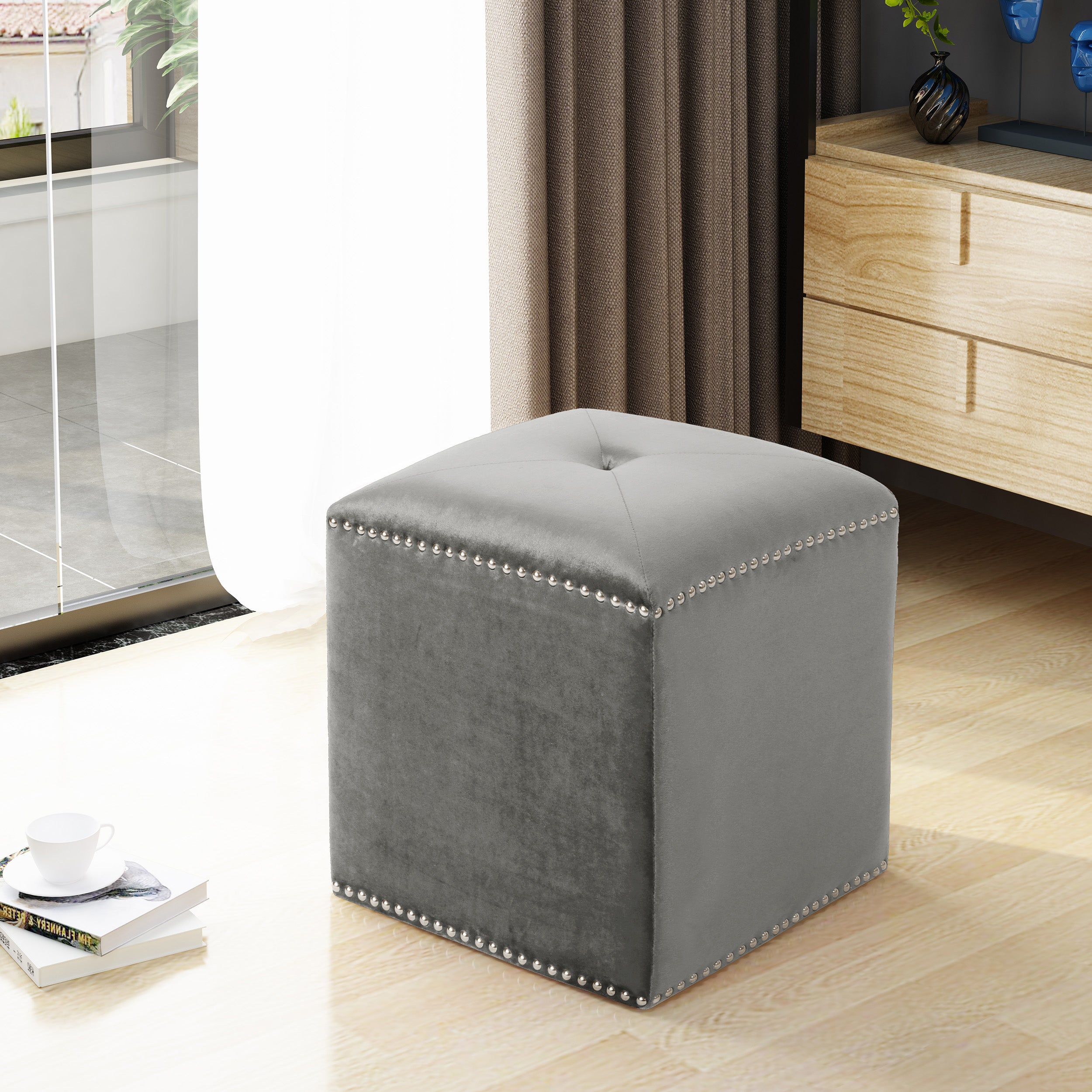 Liberty Glam Velvet Ottoman