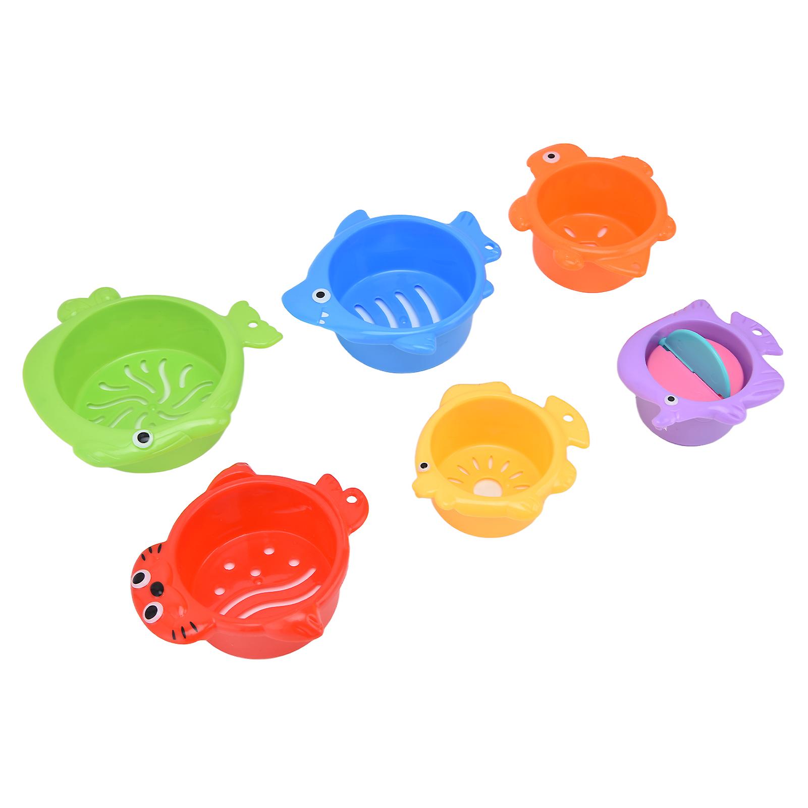 Baby Fish Stacking Bath Cups Animal Shapes Building Baby Stack Cups Early Educational Toys For Tubs Water Table Games