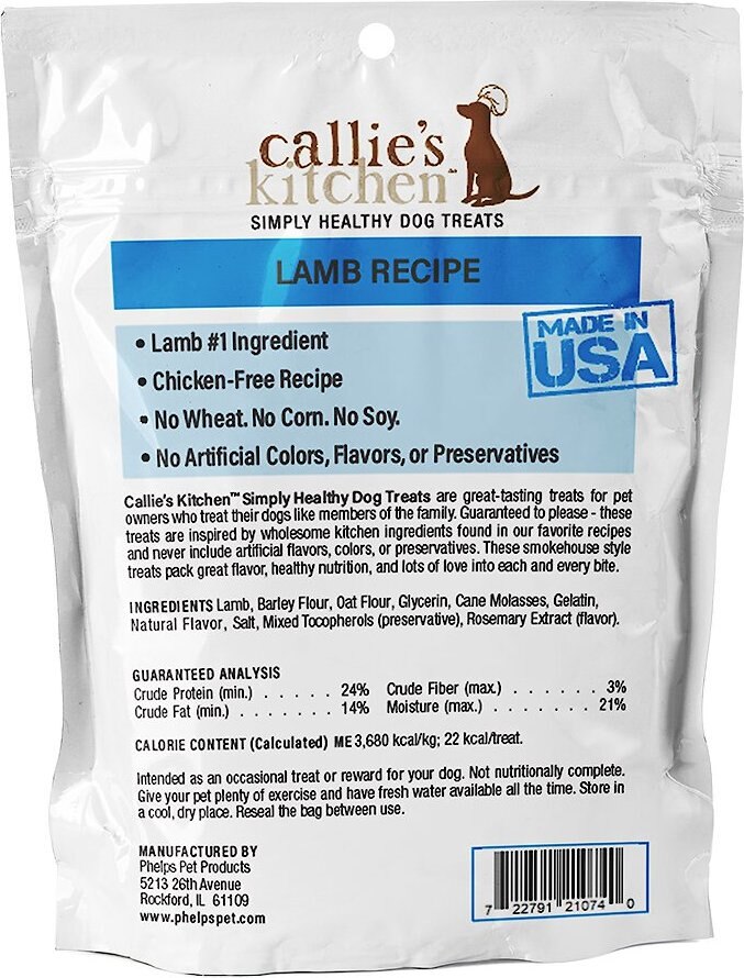 Callie's Kitchen Lamb Recipe Dog Treats， 4-oz bag