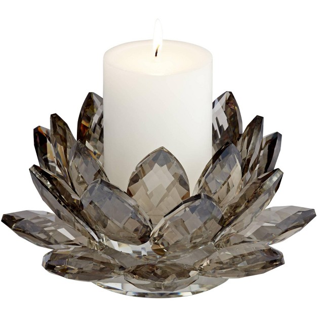 Wide Crystal Lotus Candle Holder