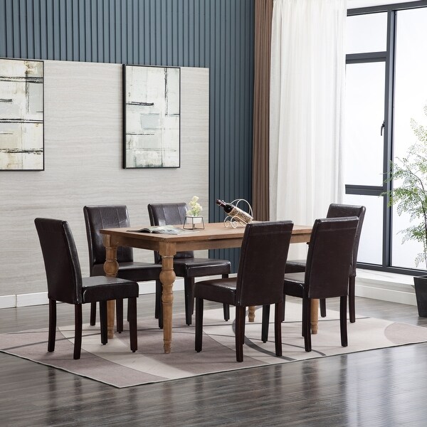 Leatherette Dining Chairs Solid Wood Set of 2