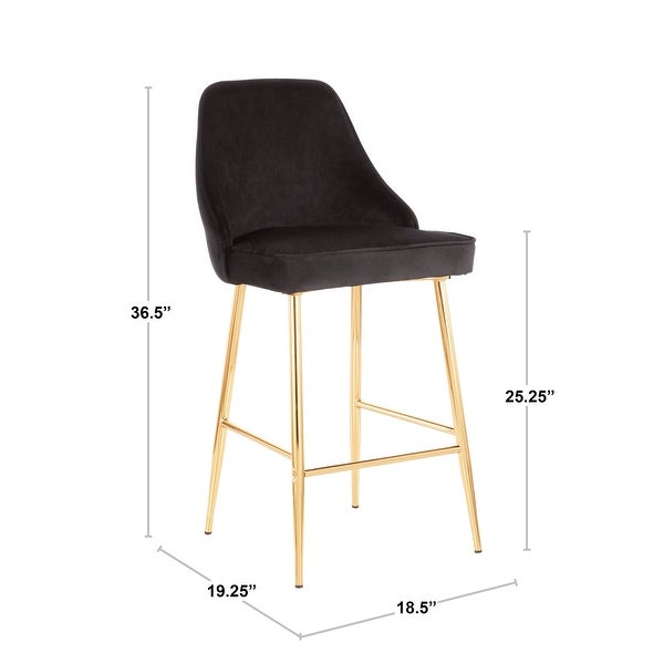 LumiSource Marcel Glam Velvet Gold Metal Counter Stools (Set of 2)