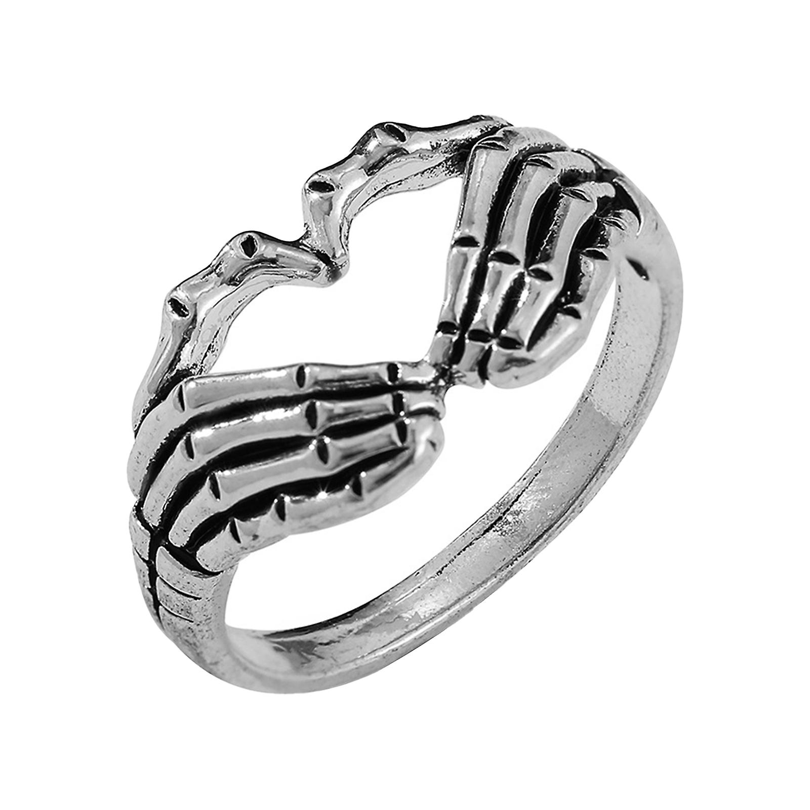 Number 10 Love Gesture Vintage Ring European And American Skeleton Hand Combination Concentric Dominant Ring