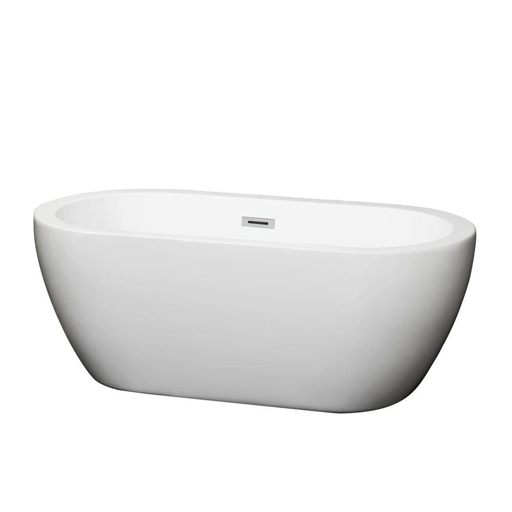 Wyndham Collection Soho 59.75 in. Acrylic Flatbottom Center Drain Soaking Tub in White WCOBT100260