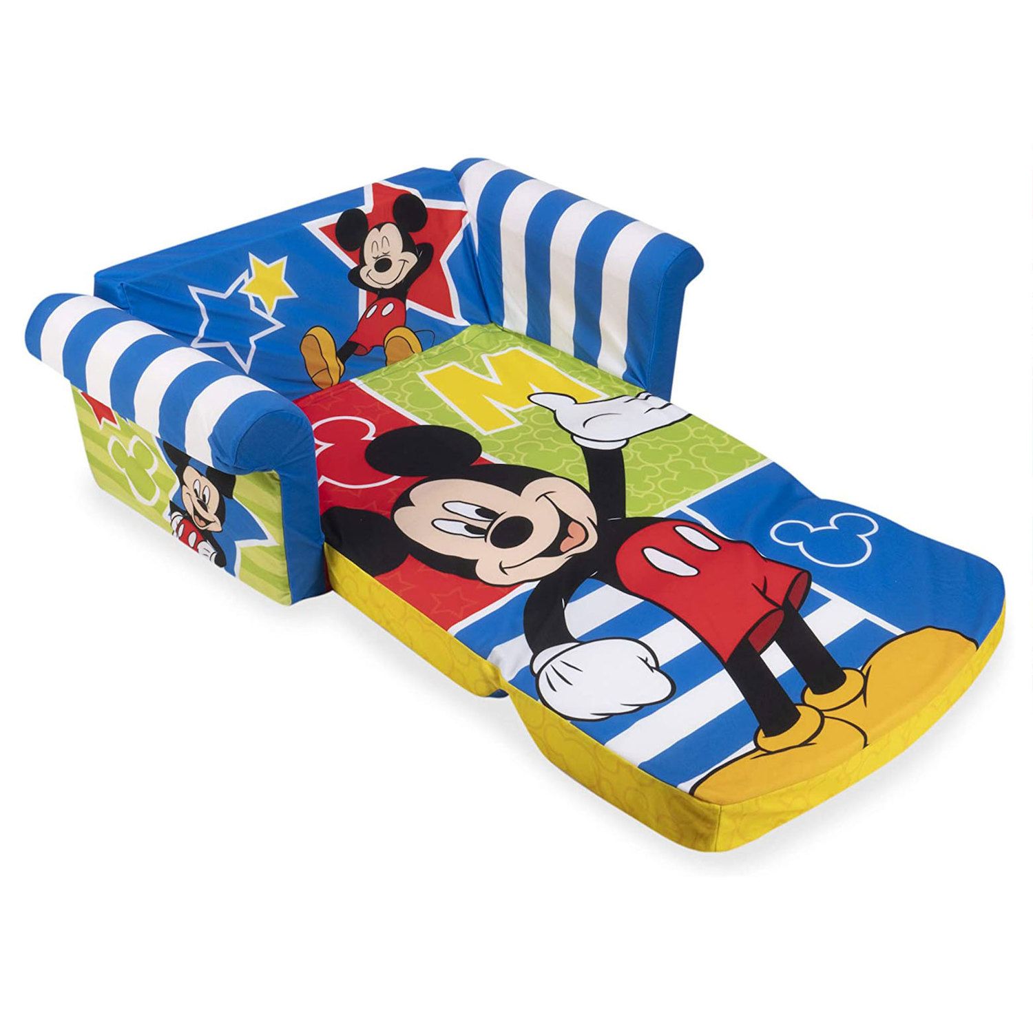 Marshmallow Furniture Kids 2-in-1 Flip Open Foam Compressed Sofa， Mickey Mouse