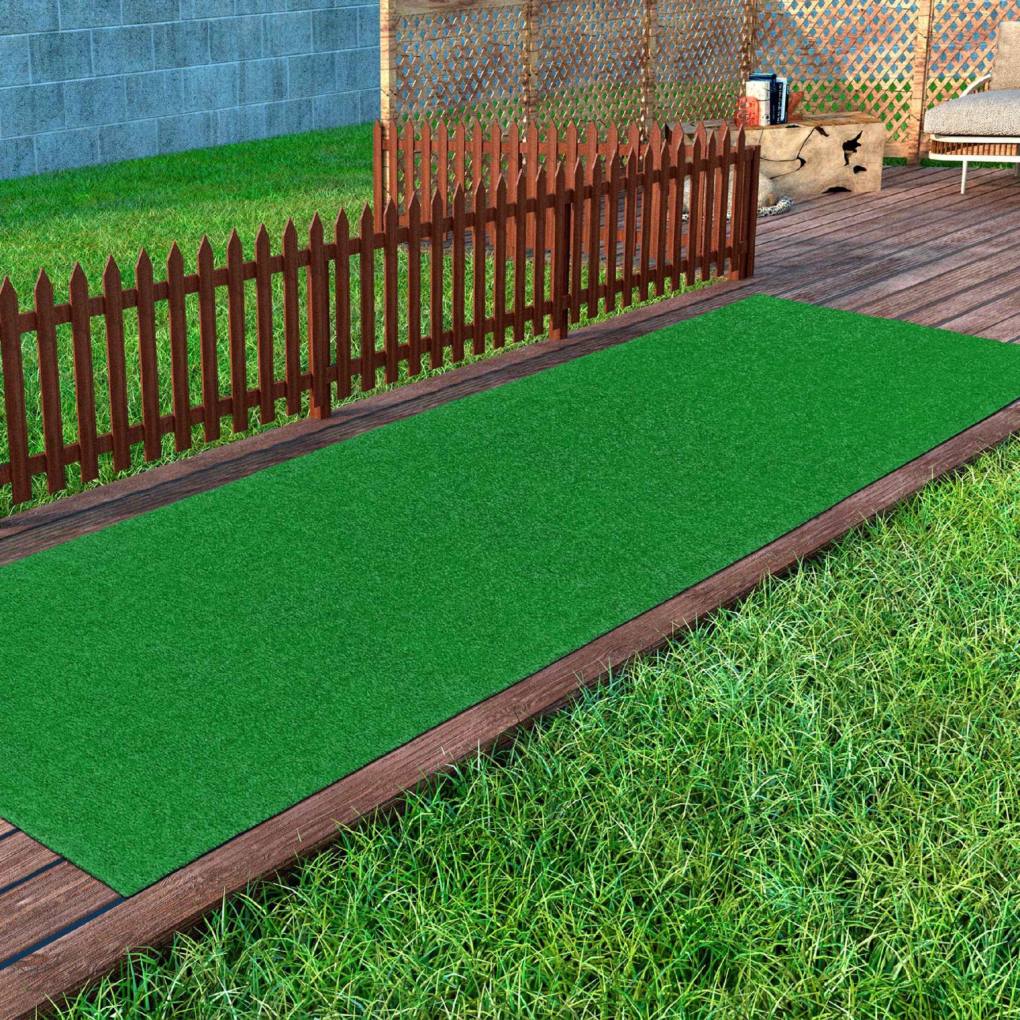 Sweet Home Stores Meadowland Waterproof Solid Grass 3x7 Indoor/Outdoor Artificial Grass Runner Rug, 2'11