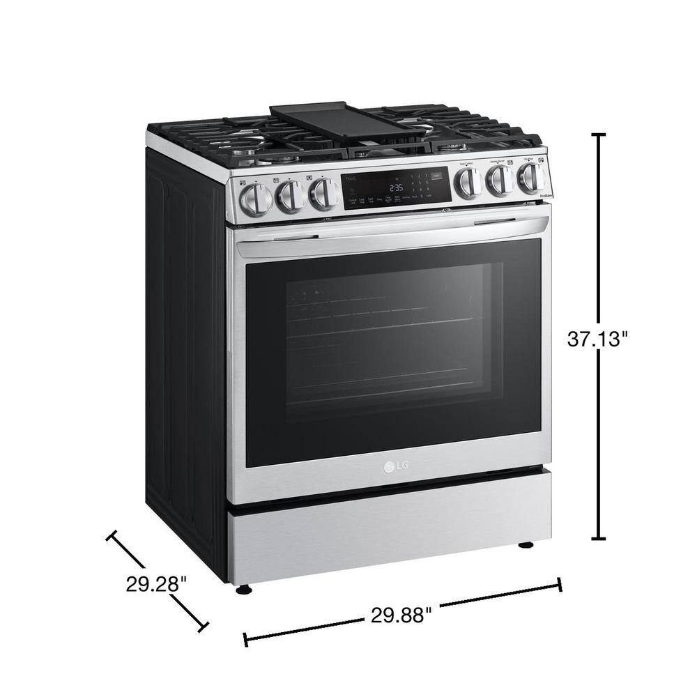 LG 6.3 cu. ft. Slide-in Gas Range with EasyClean Instaview and Air Fry in Printproof Stainless Steel LSGL6335F