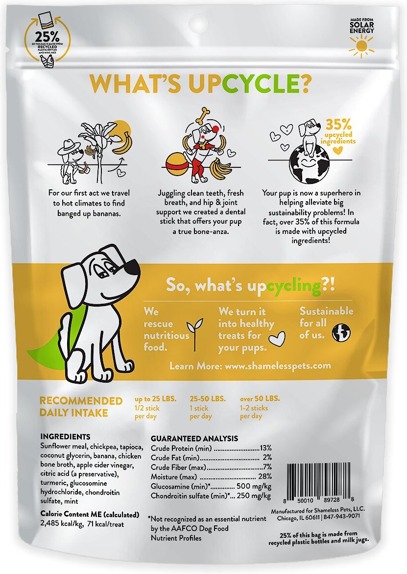 Shameless Pets Banana Bone-Anza Banana and Bone Broth Flavor Dental Dog Treats