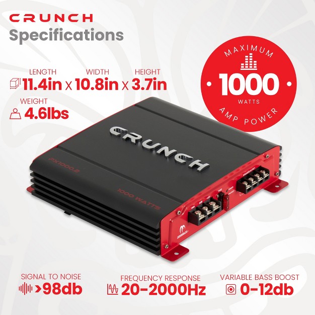 Crunch 2 Channel 1000 Watt Amp A b Class Car Audio Stereo Amplifier Px 1000 2